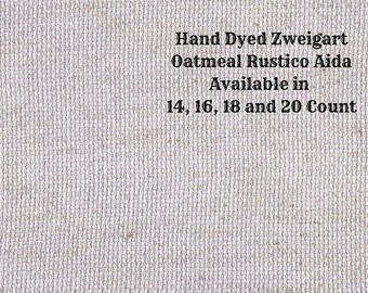Lavender Frost Rustic Aida (OR-DDA-82) ~ Hand Dyed Zweigart Oatmeal Rustico Cross Stitch Fabric from Vintage NeedleArts