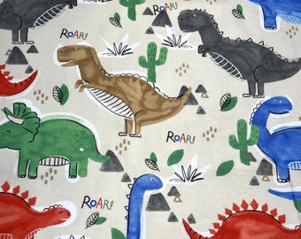 PER YARD ~ Super Snuggle Cotton Flannel Watercolor Dino Fabric ~ 100% cotton - brushed for softness dinosaur T-Rex