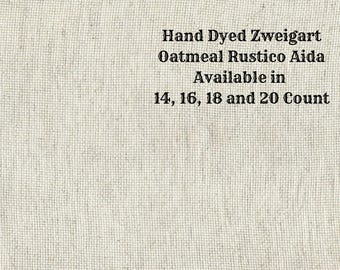 White Chocolate Mocha Rustic Aida (OR-DDA-66) ~ Hand Dyed Zweigart Oatmeal Rustico Cross Stitch Fabric from Vintage NeedleArts