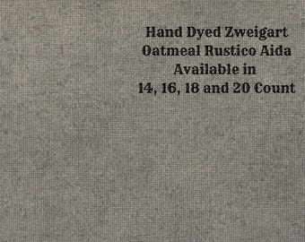Smoke Rustic Aida (OR-BDA-46) ~ Hand Dyed Zweigart Oatmeal Rustico Cross Stitch Fabric from Vintage NeedleArts