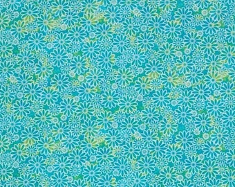 Green & Aqua Daisy Delight Fabric from Fabric Traditions ~ 100% cotton for sewing/quilting