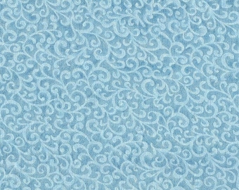 FAT QUARTER ~ Scroll Vines Embossed Cotton (Bermuda Bay) ~ Hand Dyed Fabric from Vintage NeedleArts 18x22 inches