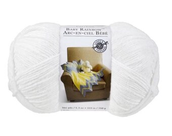 Baby Rainbow Yarn by Loops & Threads (White/Snow White) ~ soft machine washable easy-care 100% polyester Brushed Rainbow medium #4 weight