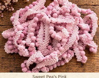 Sweet Pea's Pink Hand Dyed Mini Pom Pom Trim (MPP-96) ~ 2 continuous yards per package