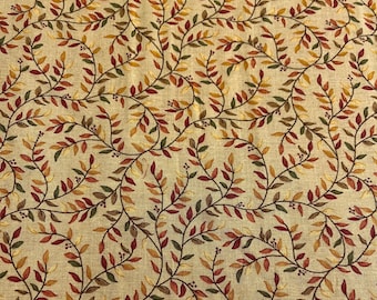 PER YARD ~ Keepsake Calico Gold Vines Quilter's Cotton ~ 100% cotton fabric Autumn leaves vines gold beige, orange red fall sold by the yard