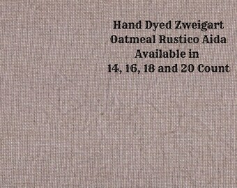 Hot Cocoa Rustic Aida (OR-DDA-114) ~ Hand Dyed Zweigart Oatmeal Rustico Cross Stitch Fabric from Vintage NeedleArts