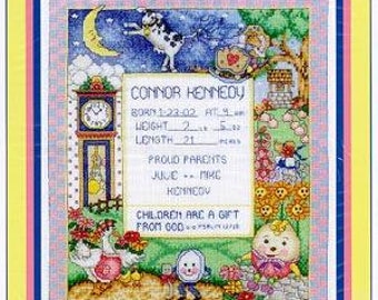 PAPER CHART - Fairy Tale Baby by Bobbie G Designs cross stitch chart design pattern announcement nursery rhyme welcome baby birthday newborn