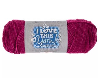 I Love This Yarn Stonewash Print (Berry) ~ super soft machine washable 100% acrylic