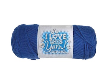 I Love This Yarn! (Royal) ~ super soft machine washable 100% acrylic blue