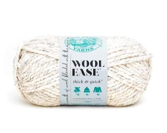 Lion Brand Wool Ease Thick & Quick Solid Yarn (Wheat) ~ super bulky (6) acrylic/wool Ecru with beige threads