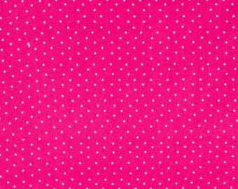 Pink Mini Polka Dot Calico Fabric from Brother Sister Design Studio ~ 100% quilter's cotton sewing/quilting fabric white polka dots hot pink