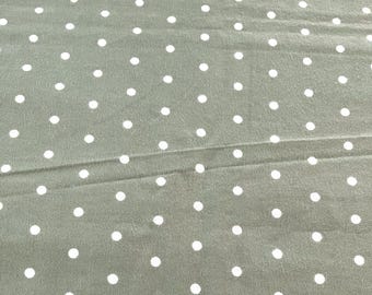 PER YARD ~ Robert Kaufman Cotton Flannel White Dots on Sage Fabric ~ 100% cotton - brushed for softness