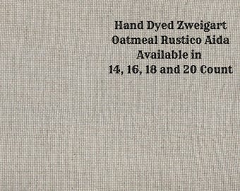 Driftwood Rustic Aida (OR-DDA-32) ~ Hand Dyed Zweigart Oatmeal Rustico Cross Stitch Fabric from Vintage NeedleArts