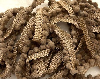 Gingerbread Mini Pom Pom Trim (MPP-99) by Vintage NeedleArts ~ hand-dyed 2 continuous yards
