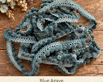 Blue Agave Hand Dyed Mini Pom Pom Trim (MPP-113) ~ 2 continuous yards per package