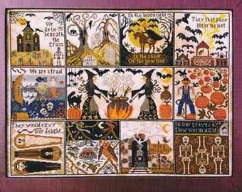 PAPER CHART - Halloween at Hawk Run Hollow by Carraige House Samplings - cross stitch chart design primitive  colonial Halloween October