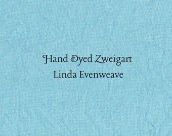 Turquoise Blue Linda Evenweave (LND-23) Hand Dyed Zweigart Cross Stitch Fabric