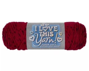 I Love This Yarn Print (Red Tweed) ~ super soft machine washable 100% acrylic