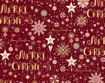 Red Peppermint Merry Christmas Fabric from P & B Textiles/Turnowsky Treasures ~ 100% cotton for sewing/quilting