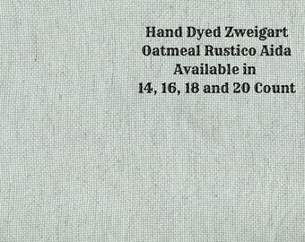 Mermaid's Tail Rustic Aida (OR-DDA-87) ~ Hand Dyed Zweigart Oatmeal Rustico Cross Stitch Fabric from Vintage NeedleArts