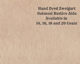 Cinnamon Rustic Aida (OR-DDA-42) ~ Hand Dyed Zweigart Oatmeal Rustico Cross Stitch Fabric from Vintage NeedleArts