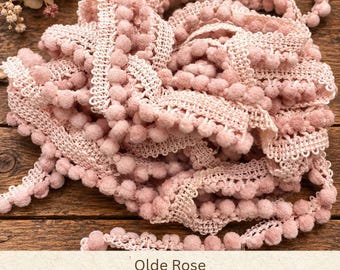 Olde Rose Hand Dyed Mini Pom Pom Trim (MPP-8) ~ 2 continuous yards per package