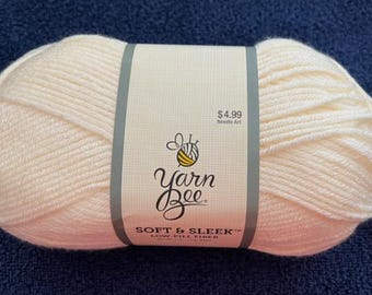Yarn Bee Soft & Sleek Yarn (Ivory) ~ super soft machine washable 100% low pill acrylic