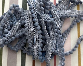 Favorite Blue Jeans Mini Pom Pom Trim (MPP-17) by Vintage NeedleArts ~ hand-dyed 2 continuous yards