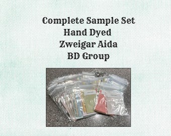 BD Group Hand Dyed Aida Sample Set - complete set of samples from Vintage NeedleArts
