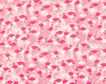 Pink Flamingo Allover Calico Fabric ~ 100% cotton for sewing and quilting