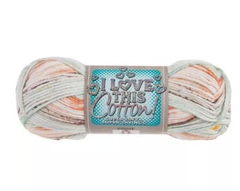 I Love This Cotton! Print Yarn (Sunlit Seafoam) ~ soft machine washable 100% cotton yarn amigurumi crochet knitting variegated multicolored