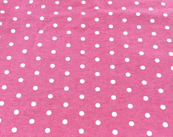 PER YARD ~ Fabriquilt Cotton Flannel Fabric ~ Pink with White Polka Dots ~ 100% cotton brushed for softness bright pink