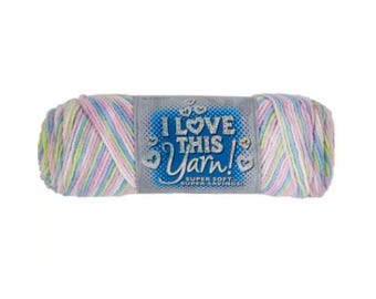 DISCONTINUED COLOR I Love This Yarn Ombre Print (Iced Sugar) ~ super soft machine washable 100% acrylic
