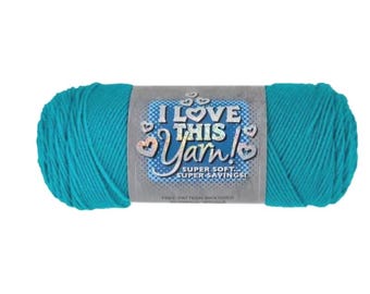 I Love This Yarn! (Peacock) ~ super soft machine washable 100% acrylic turquoise