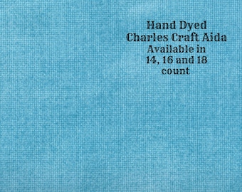 Turquoise Blue Aida (CC-BDA-23) ~ Hand Dyed DMC/Charles Craft Cross Stitch Fabric from Vintage NeedleArts