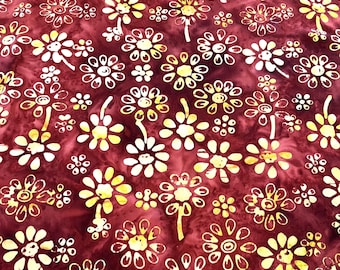 PER YARD ~ Plum & Citrus/Plum Flowers Batik from Anthology fabrics ~ 100% cotton sewing quilting fabric flowers