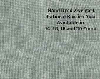 Mistletoe Rustic Aida (OR-DDA-109) ~ Hand Dyed Zweigart Oatmeal Rustico Cross Stitch Fabric from Vintage NeedleArts