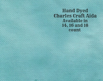 Miss Tilly's Teal Aida (CC-BDA-41) ~ Hand Dyed DMC/Charles Craft Cross Stitch Fabric from Vintage NeedleArts