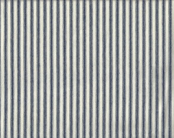 Navy/Natural Striped Ticking fabric ~ Rockland/Roc-Lon 100% cotton woven fabric - 18x22 inches