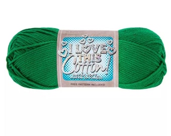 I Love This Cotton! Yarn (Bright Green) ~ soft machine washable 100% cotton