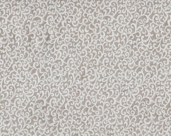 SHORT CUT Scroll Vines Embossed Cotton (Truffle) ~ Hand Dyed Fabric from Vintage NeedleArts