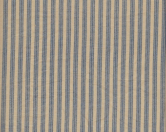 Coffee Dyed Luna Striped Ticking fabric ~ Hand Dyed PKL Studios Everyday Ticking Fabric blue
