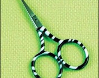 3 3/4" Black and White Zebra Print - Embroidery Scissors stainless steel cross stitch needlepoint small sewing sharp needlework crafts