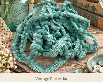 Vintage Pickle Jar Hand Dyed Mini Pom Pom Trim (MPP-59) ~ 2 continuous yards per package