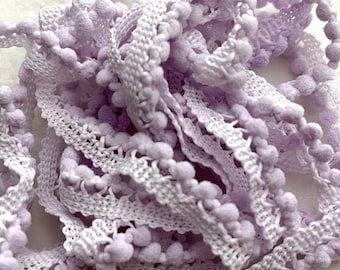 Violet Frost Mini Pom Pom Trim (MPP-28) by Vintage NeedleArts ~ hand-dyed 2 continuous yards