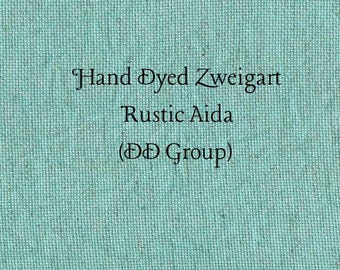 Miss Tilly's Teal Rustic Aida (OR-DDA-41) ~ Hand Dyed Zweigart Oatmeal Rustico Cross Stitch Fabric