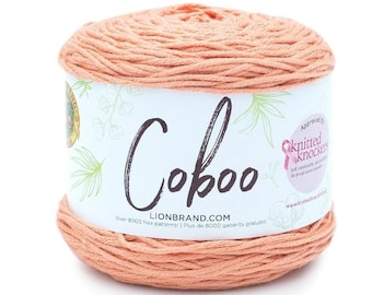 Lion Brand Coboo Yarn (Peach) ~ super soft and breathable machine washable lightweight blend of cotton and bamboo #3 lightweight yarn