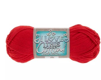 I Love This Cotton! Yarn (True Red) ~ soft machine washable 100% cotton yarn amigurumi crochet knitting