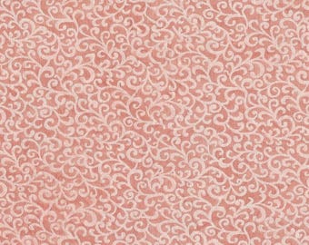 FAT QUARTER ~ Scroll Vines Cotton (Persimmon) ~ Hand Dyed Fabric from Vintage NeedleArts 18x22 inches