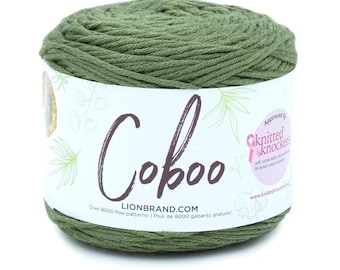 Lion Brand Coboo Yarn (Olive) ~ super soft and breathable machine washable lightweight blend of cotton and bamboo #3 lightweight yarn